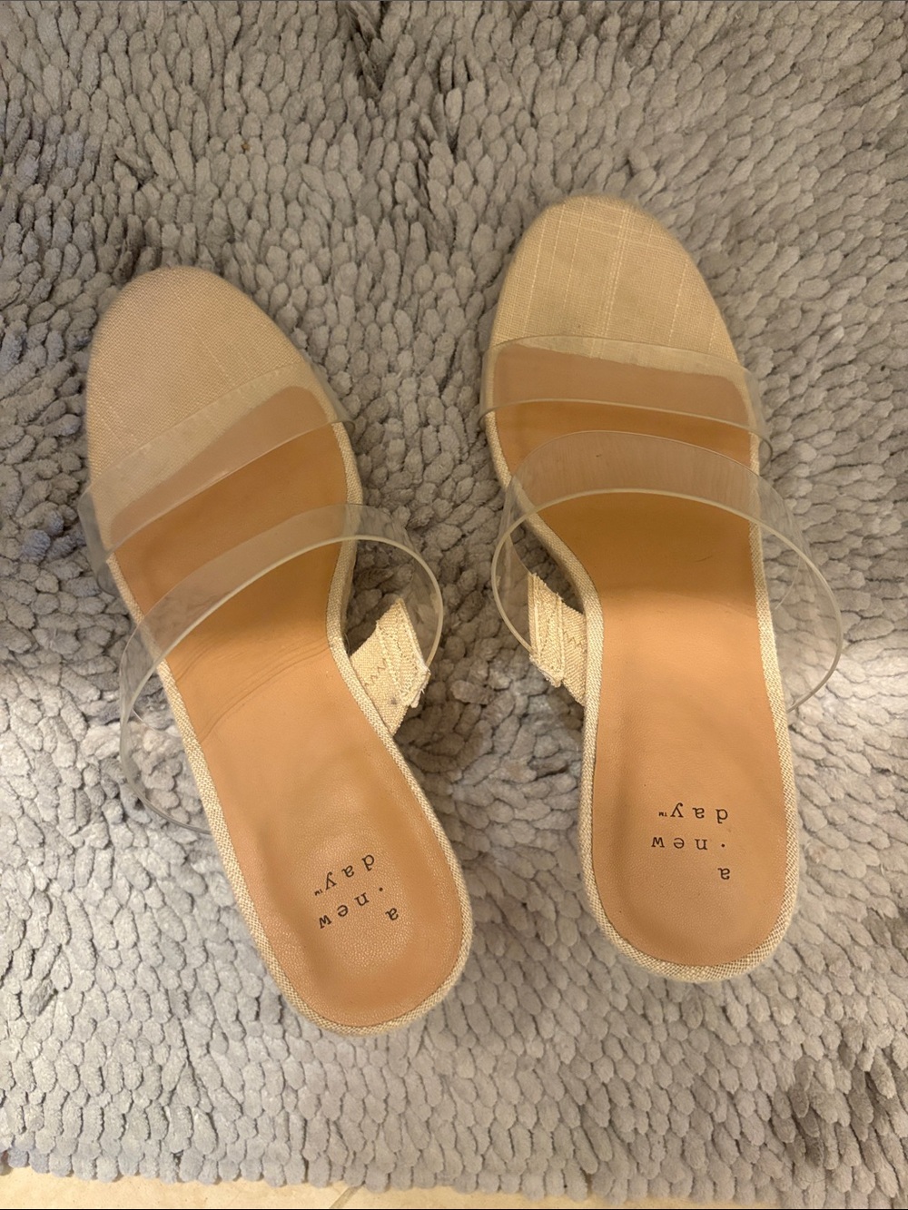 a new day Neutral Clear-Strap Slide Mules